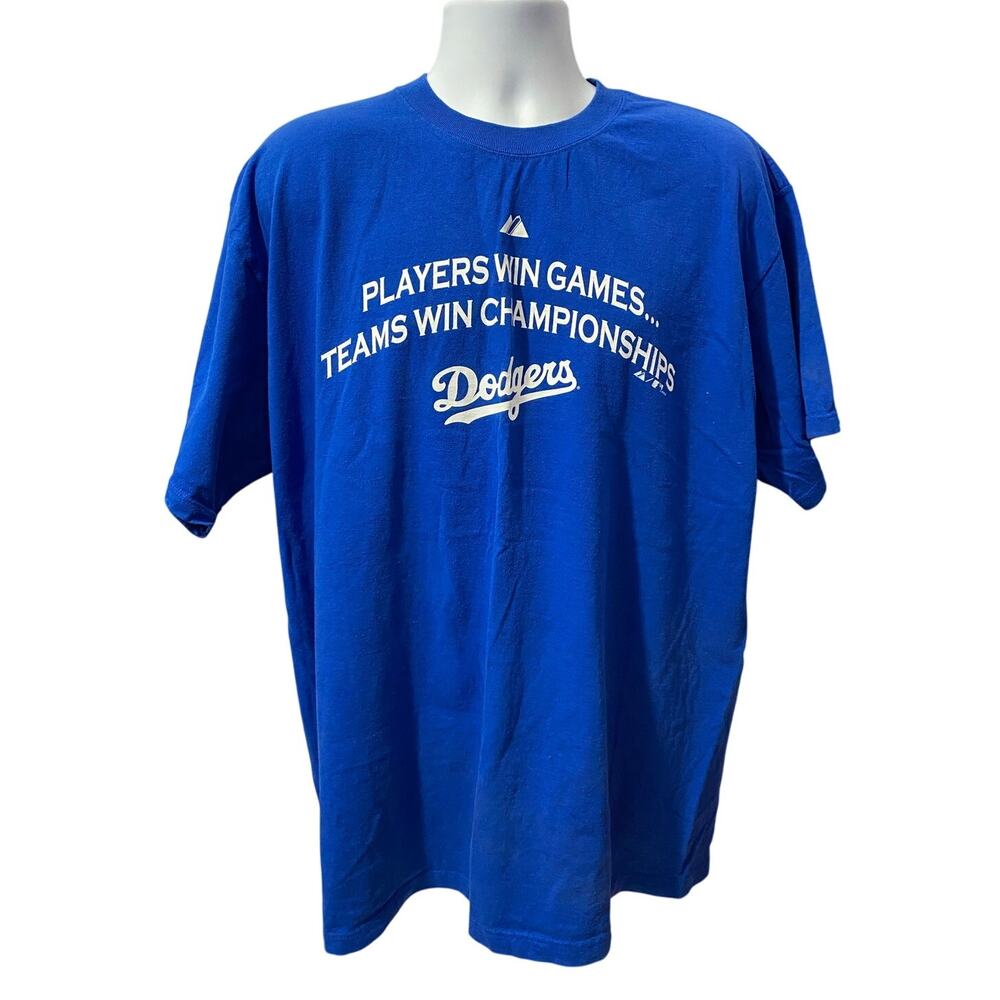 Vintage 2008 Dodgers Players win Games Champions Blue Shirt Used XL